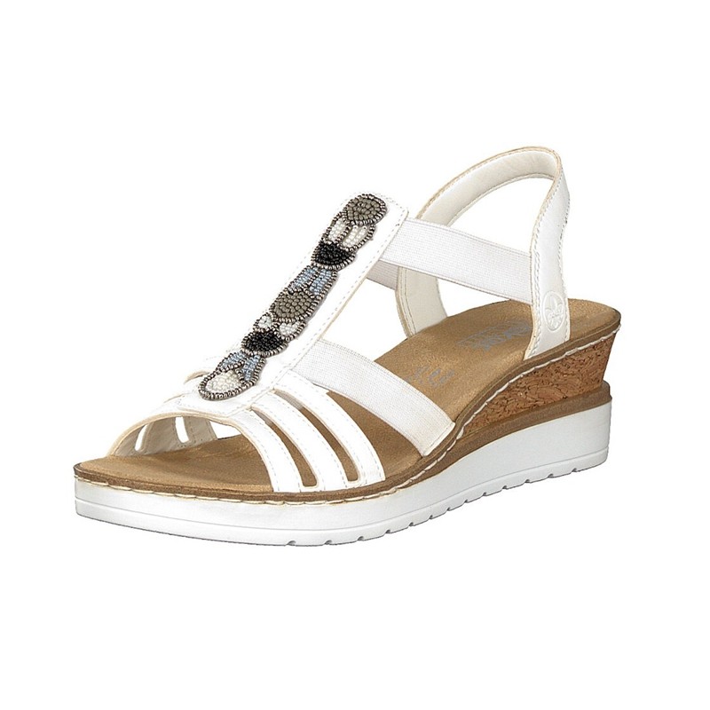 Sandalias Cunha Rieker V38F9-80 Para Mulher - Branco